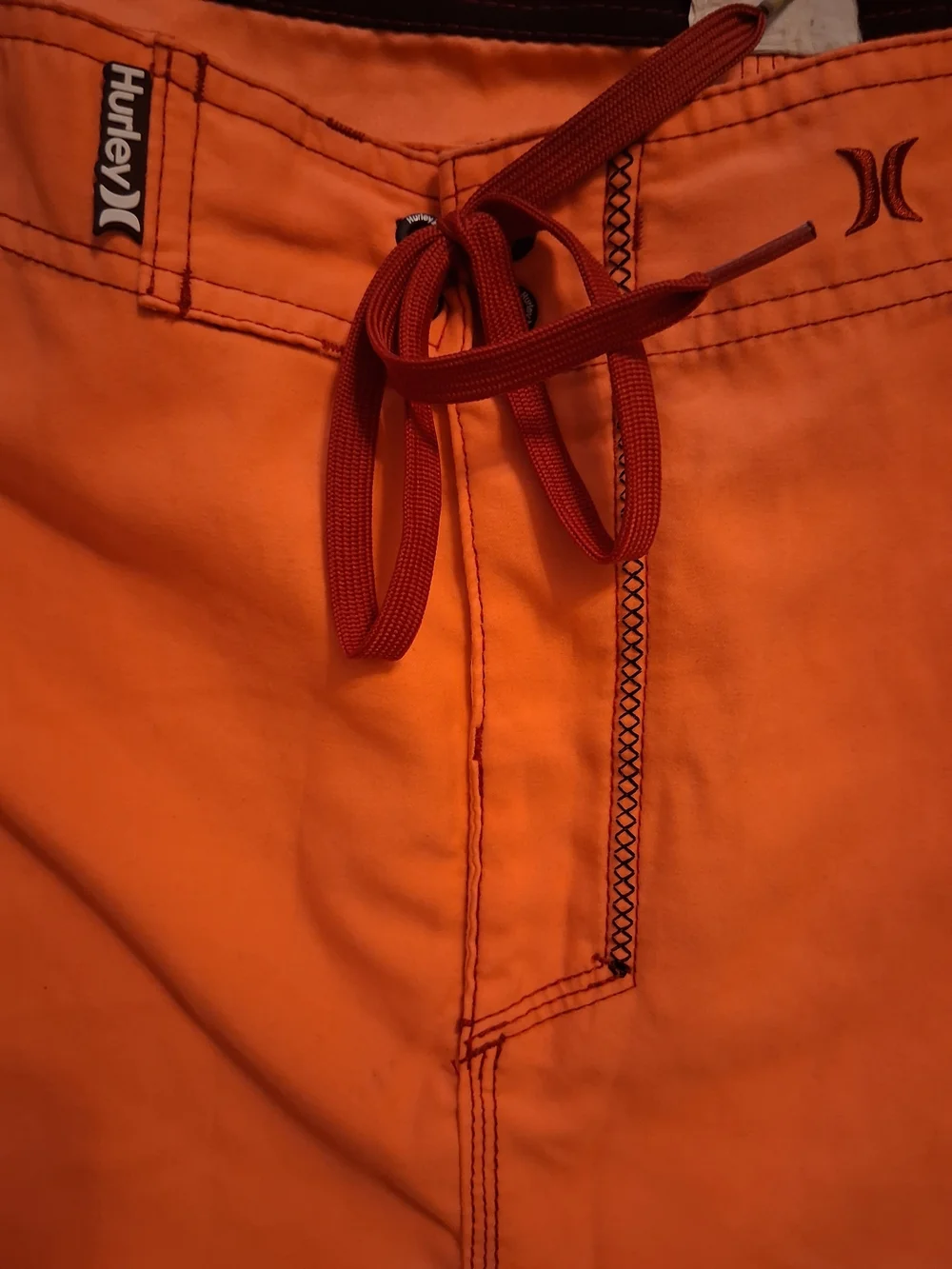 Hurley Men's Orange Swim Boardshorts with Red Drawstring